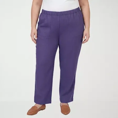 Alfred Dunner Grand Bazaar Womens Straight Mid Rise Pull-on Pant In Purple
