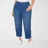 Alfred Dunner Hilton Head Womens Mid Rise Stretch Fabric Straight Leg Jean In Blue
