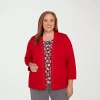 Alfred Dunner Plus Size Jet Setter Geometric Inner Two In One Sweater In Red