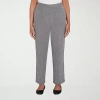 Alfred Dunner Jet Setter Womens Straight Pull-on Pant In Gray