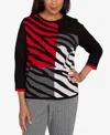 Alfred Dunner Jet Setter Zebra Colorblock Long Sleeve Sweater In Multi