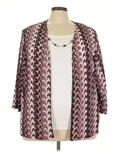 Pre-owned Alfred Dunner Kimono In Burgundy
