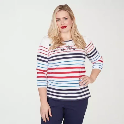 Alfred Dunner Lady Liberty Womens Crew Neck Short Sleeve T-shirt In Multi