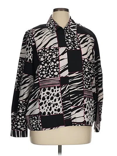 Pre-owned Alfred Dunner Long Sleeve Blouse In Black