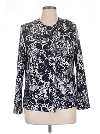Pre-owned Alfred Dunner Long Sleeve Blouse In Black