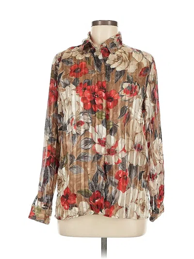 Pre-owned Alfred Dunner Long Sleeve Blouse In Brown