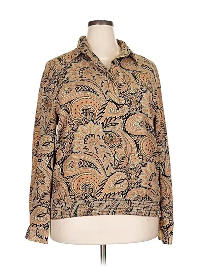 Pre-owned Alfred Dunner Long Sleeve Blouse In Brown