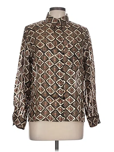Pre-owned Alfred Dunner Long Sleeve Blouse In Brown