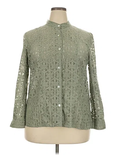 Pre-owned Alfred Dunner Long Sleeve Blouse In Green