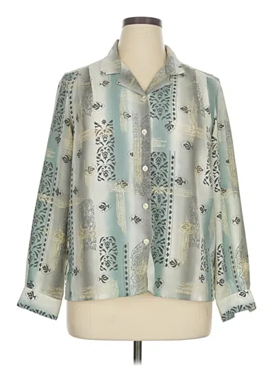 Pre-owned Alfred Dunner Long Sleeve Blouse In Teal