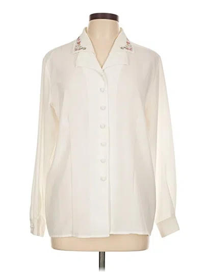 Pre-owned Alfred Dunner Long Sleeve Blouse In White