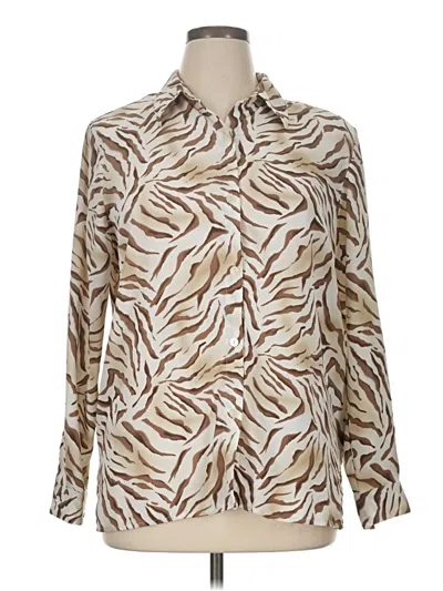 Pre-owned Alfred Dunner Long Sleeve Blouse In White
