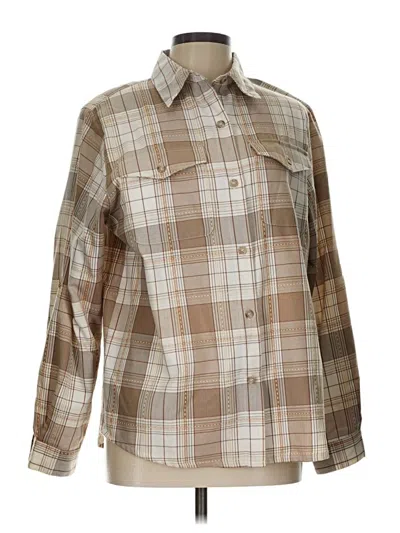 Pre-owned Alfred Dunner Long Sleeve Button Down Shirt In Brown