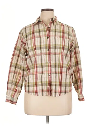 Pre-owned Alfred Dunner Long Sleeve Button Down Shirt In Tan