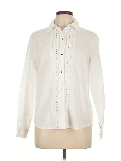 Pre-owned Alfred Dunner Long Sleeve Button Down Shirt In White