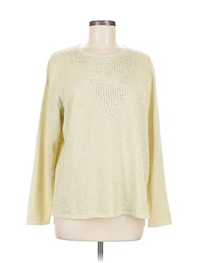 Pre-owned Alfred Dunner Long Sleeve Top Gold Crew Neck Tops