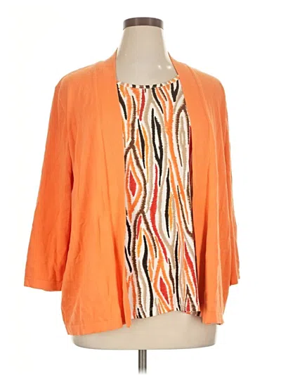 Pre-owned Alfred Dunner Long Sleeve Top Ivory Scoop Neck Tops