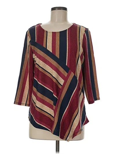 Pre-owned Alfred Dunner Long Sleeve T-shirt In Burgundy