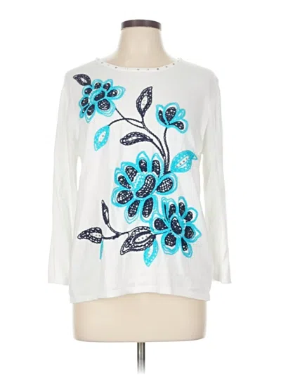 Pre-owned Alfred Dunner Long Sleeve T-shirt In White