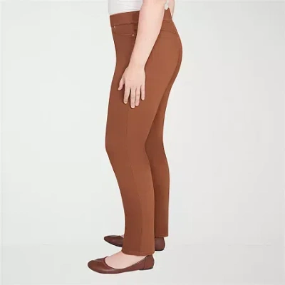 Alfred Dunner Mount Laurel Womens Straight Pull-on Pant In Brown