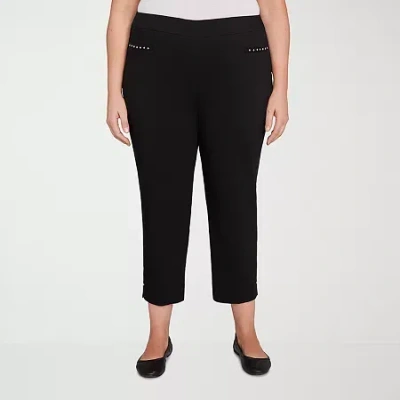Alfred Dunner Natural Instinct Womens Plus Stretch Fabric Straight Mid Rise Ankle Pant In Black