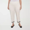 Alfred Dunner Natural Instinct Womens Plus Stretch Fabric Straight Mid Rise Ankle Pant In White