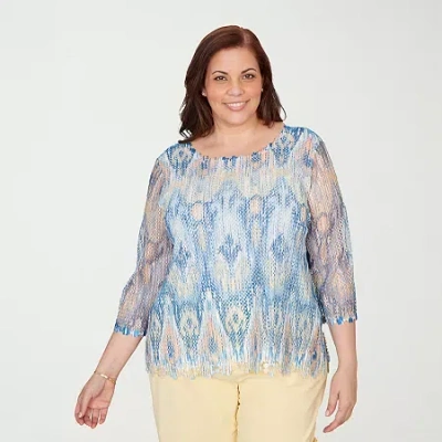 Alfred Dunner Plus Size Out Of The Blue Dramatic Crewneck Top