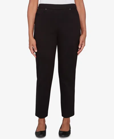 Alfred Dunner Petite Barcelona Stretch Ponte Knit Average Length Pants In Black