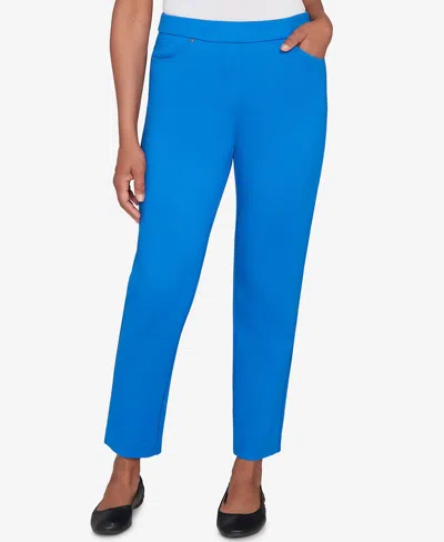 Alfred Dunner Petite Barcelona Stretch Ponte Knit Average Length Pants In Blue