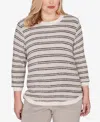 Alfred Dunner Petite Calm Luxe Eyelash Striped Knit Top In Multi