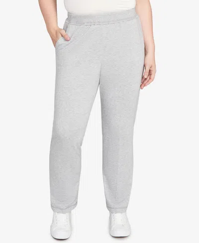 Alfred Dunner Petite Casual Vibe Cozy Medium Length Slant Pocket Pants In Gray