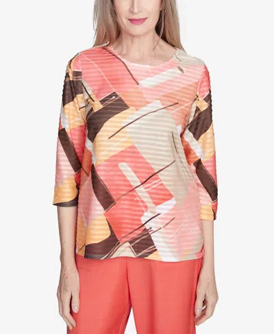 ALFRED DUNNER PETITE CATALINA ISLAND COLORFUL PATCHWORK TOP