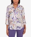 ALFRED DUNNER PETITE CHARM SCHOOL DRAMA PAISLEY BUTTON FRONT TOP