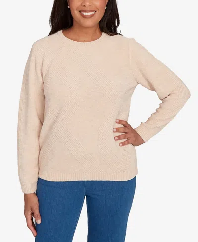 Alfred Dunner Petite Chenille Pullover Sweater In Neutral