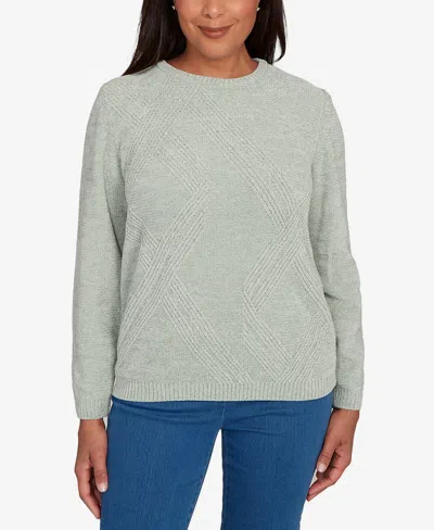Alfred Dunner Petite Chenille Pullover Sweater In Gray
