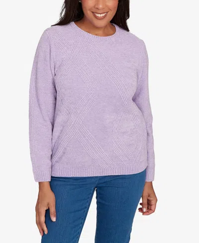 Alfred Dunner Petite Chenille Pullover Sweater In Purple