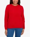 Alfred Dunner Petite Chenille Pullover Sweater In Red