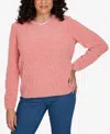 Alfred Dunner Petite Classic Cable Pullover Chenille Sweater In Pink