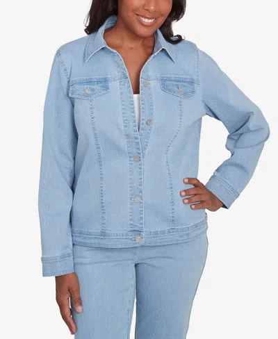 Alfred Dunner Petite Classic Fit Denim Jacket In Blue