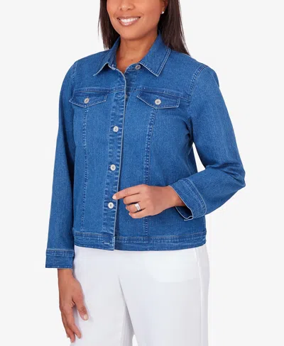 Alfred Dunner Petite Classic Fit Denim Jacket In Medium Denim