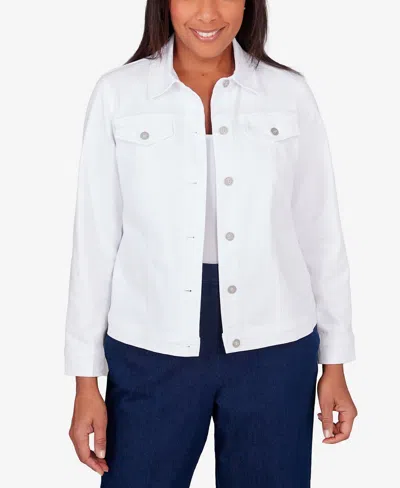 Alfred Dunner Petite Classic Fit Denim Jacket In White