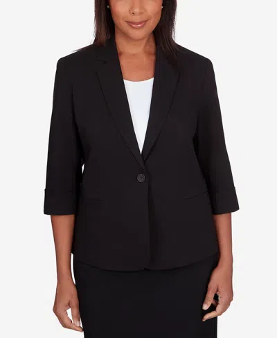 Alfred Dunner Petite Classic Fit Single Button Blazer In Black