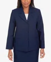Alfred Dunner Petite Classic Fitted Blazer Jacket In Navy