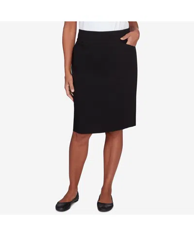 Alfred Dunner Petite Classic Stretch Knee Length Skirt In Black