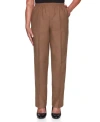 Alfred Dunner Petite Classic Textured Mid Rise Pull-on Pants In Brown