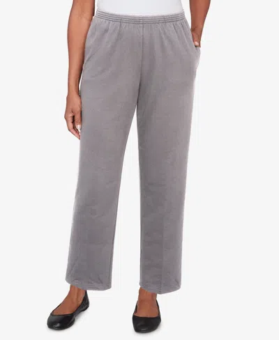 Alfred Dunner Petite Classic Women's Classic French Terry Average Length Pants In Gray