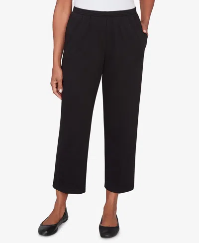 Alfred Dunner Petite Classic Women's Classic French Terry Short Length Pants In Black