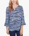 Alfred Dunner Women's Classic Beaded Split Neck Top In Navy