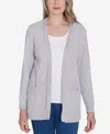 Alfred Dunner Classic Chenille Cardigan With Pockets In Grey