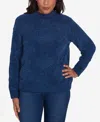 Alfred Dunner Petite Classics Chenille Diamond Turtleneck Sweater In Cadet Blue